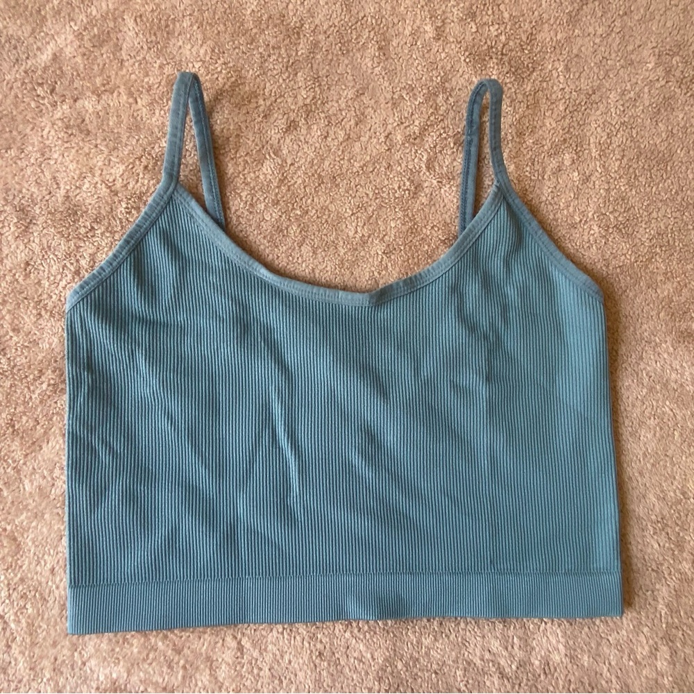 Madewell Teal Ribbed Crop Top